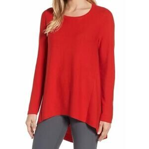 Eileen Fisher | 100% Organic Cotton Tunic Pullover Sweater | Red | Sz S/P